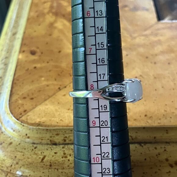 Natural Jade Sterling Silver Ring Size 8 - Picture 8 of 9